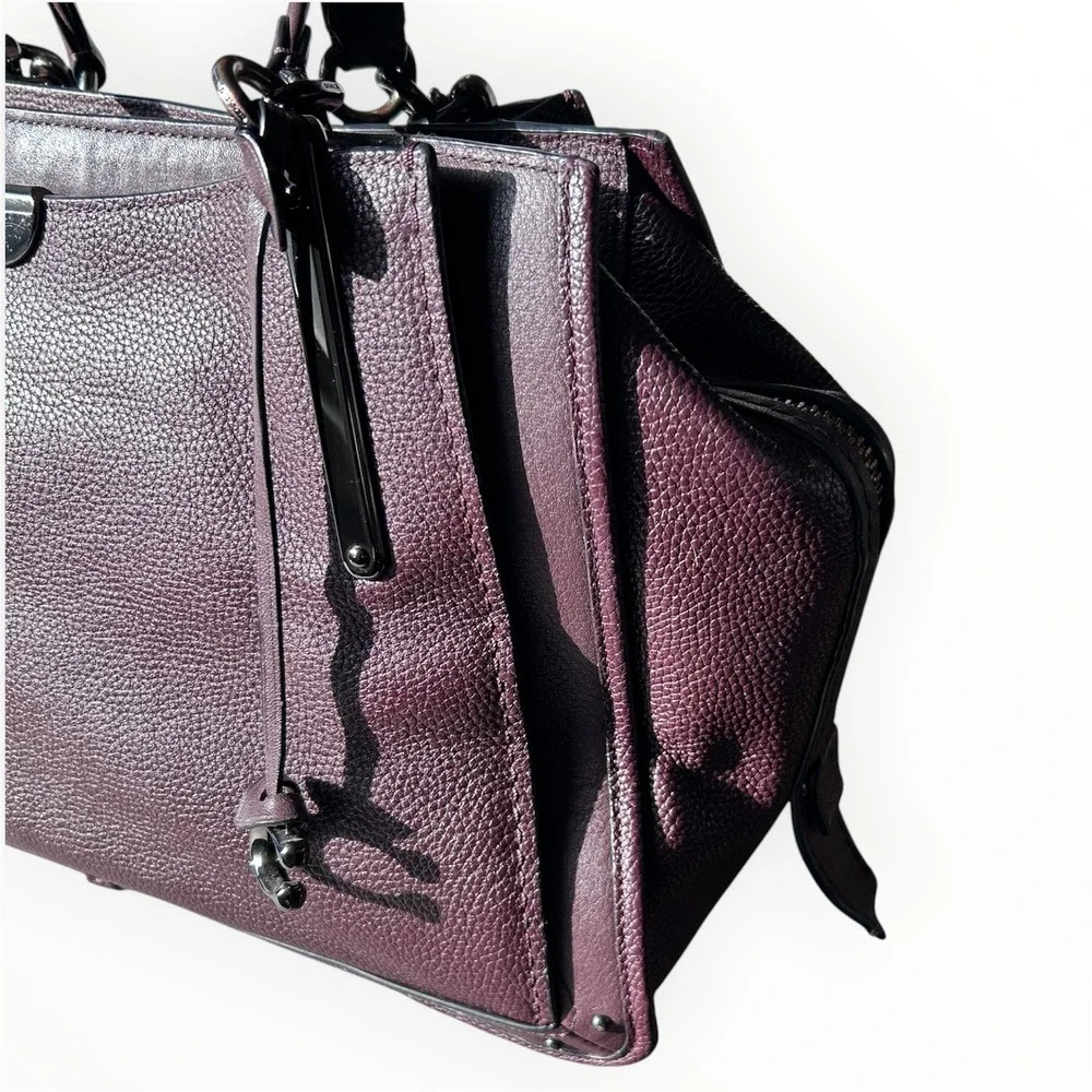 Coach Dreamer 36 Satchel Oxblood Burgundy Pebbled Leather Handbag Gunmetal Large